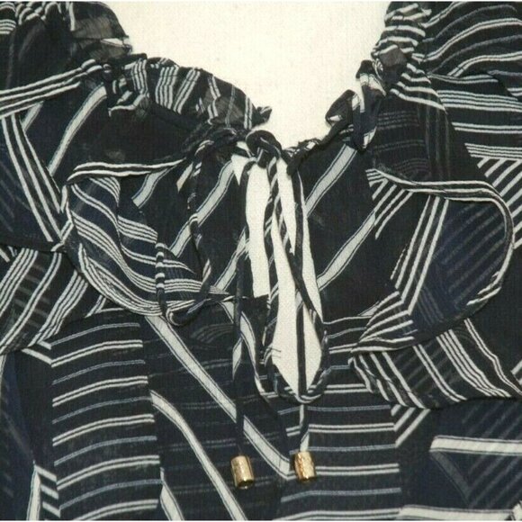 Tommy Hilfiger Ladies S Chiffon Navy Blue Sleeveless Blouse Ruffle Career Office - Picture 3 of 9